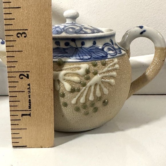 Rare Japanese Meiji Period Arita Moriage Sharkskin Glaze Teapot with Lid - Picture 5 of 9